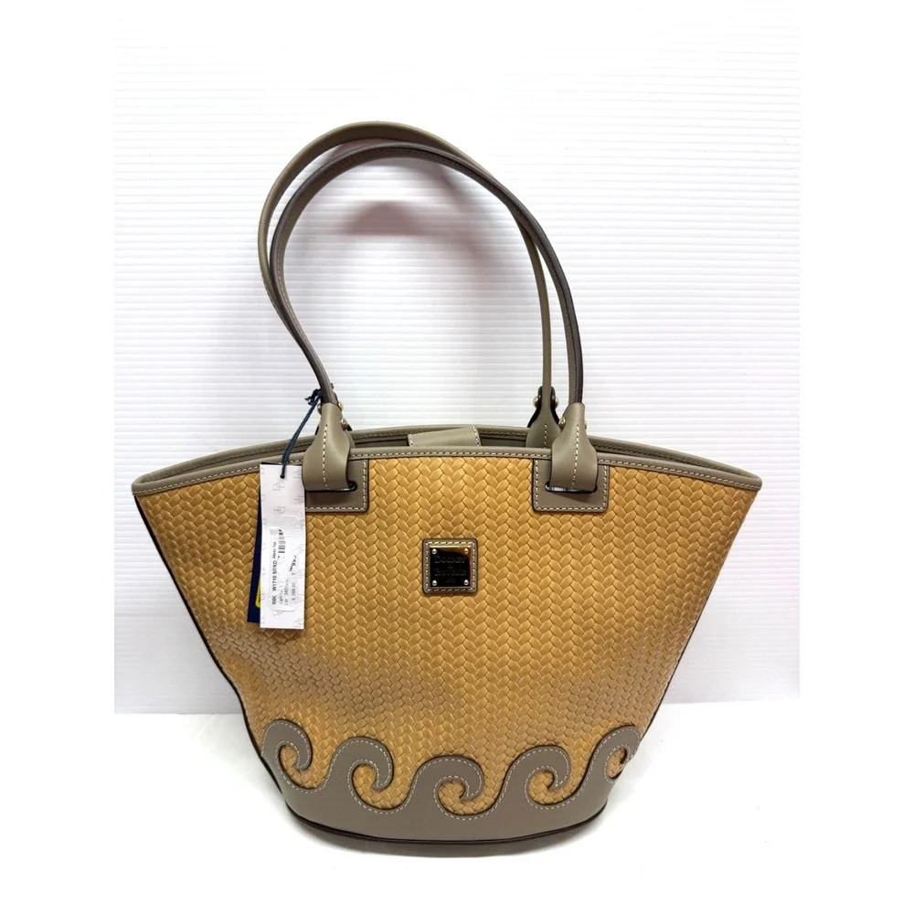 Dooney Bourke Beacon Woven ATLANTIC Tote Tan Taupe Shoulder Bag PURSE NWTS - Picture 1 of 12
